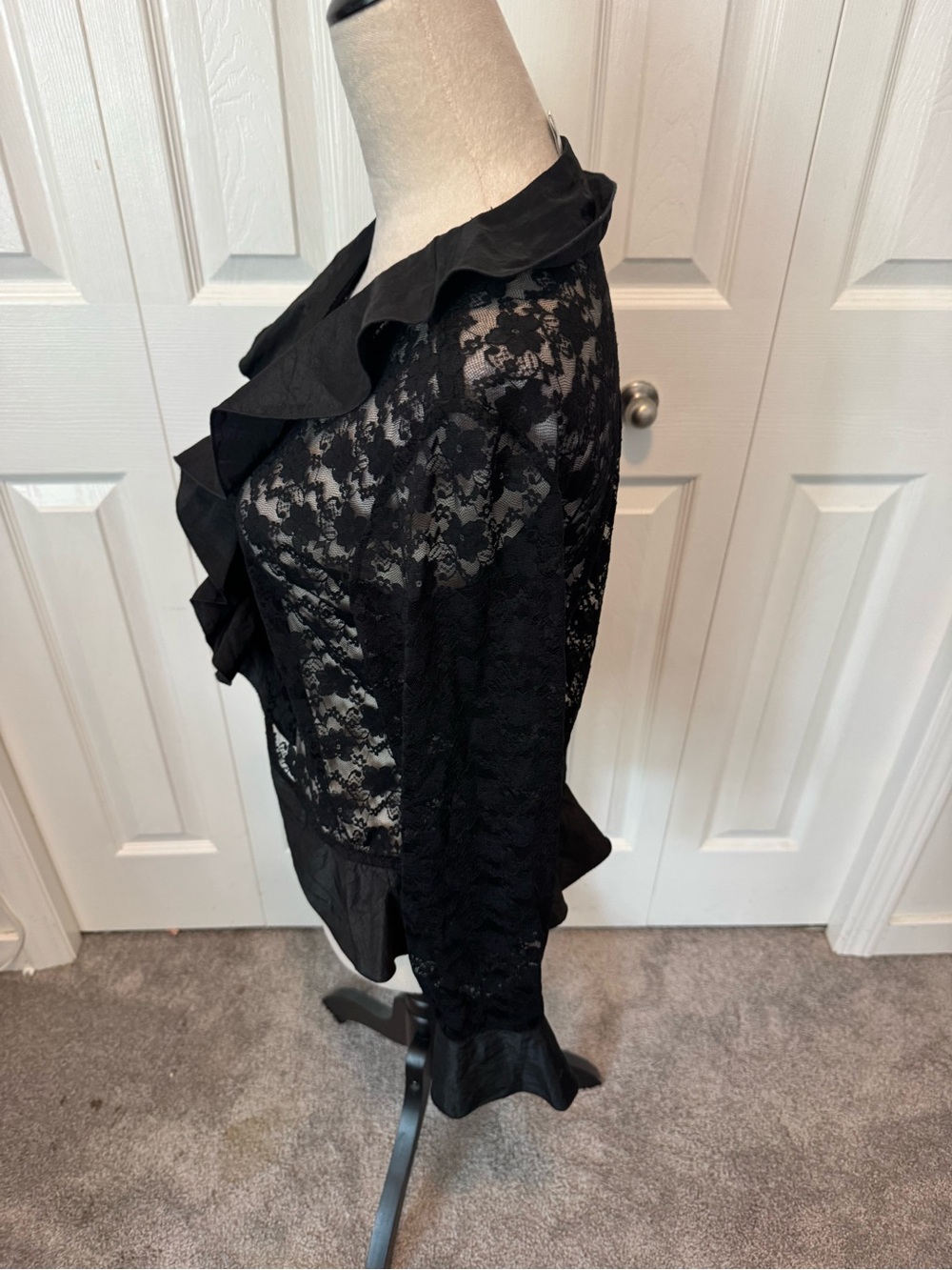 Joseph Ribkoff size 8 Lace top with Satin Ruffle Accents - Picture 9 of 16